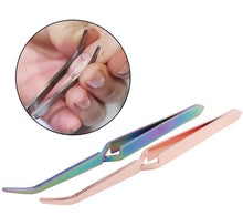 Load image into Gallery viewer, Rose Gold and Rainbow Stainless Steel Nail Shaping Tweezers Pinch Nail Tool for Acrylic UV Gel Tips C Curve Pinchers
