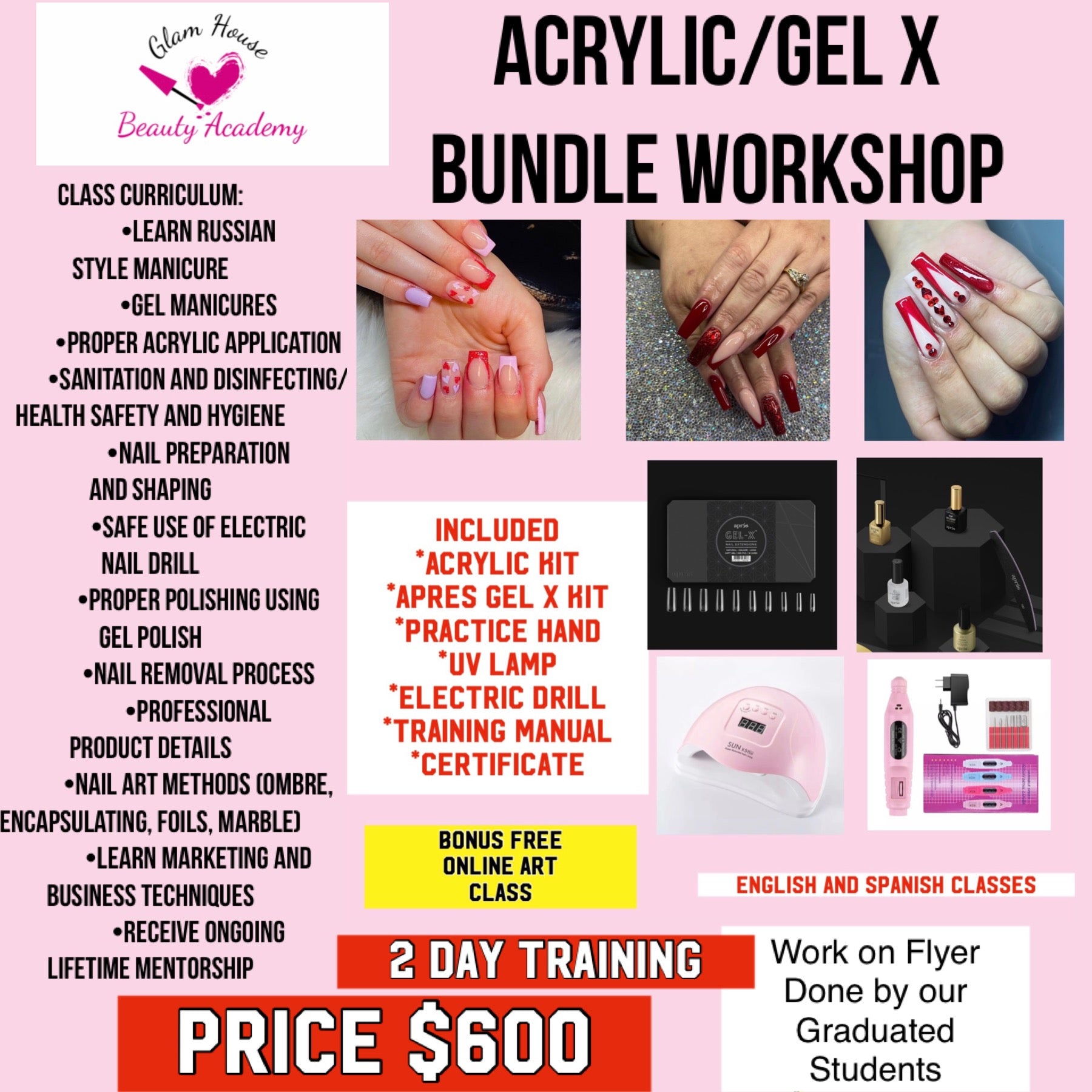 ACRYLIC AND GELX BUNDLE CLASS – GlamHouse Beauty Academy and
